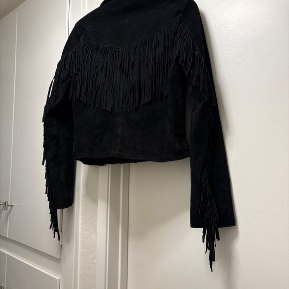 Forever 21 genuine suede leather fringe biker jacket - size small - Picture 2 of 10